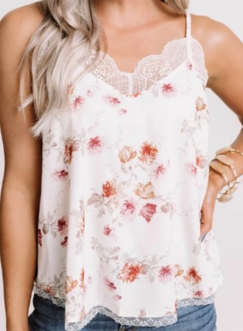 Women's Cami Tops Floral Lace Sleeveless Spaghetti Daily Casual Vacation Cami Tops