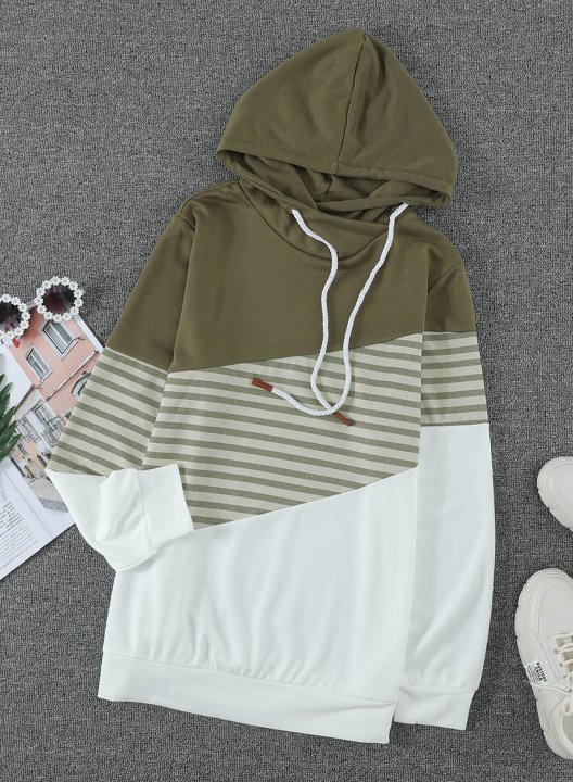 Striped Color Block Long Sleeve Hoodie