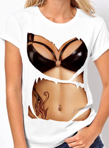 Women's T-shirts 3D Print Short Sleeve Round Neck Daily T-shirt