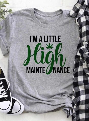 Women's I'm A Little High Maintenance T-shirts Casual Summer Letter Solid Round Neck Short Sleeve Daily T-shirts