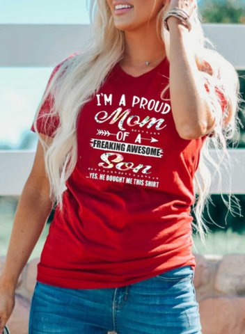 Women's Im A Proud Mom Of A Freaking Awesome Son Shirt Funny Letter Print Mother's Day Gifts T-Shirt