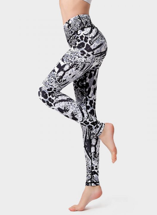 Women's Leggings Slim Floral Leopard Color Block Mid Waist Full Length Casual Daily Sporty Pants