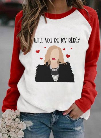 Women's Sweatshirts Will you be my bee & Heart Portrait Print Graphic Sweatshirt