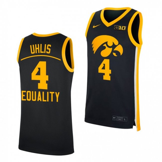 Ahron Uhlis #4 Iowa Hawkeyes Equality Black Jersey 2022 NCAA Big Ten