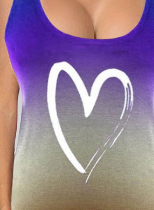 Women's Tank Tops Color Block Heart-shaped Sleeveless U Neck Daily Casual Tank Top