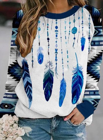 Women's Pullovers Tribal Round Neck Long Sleeve Casual Daily Pullovers
