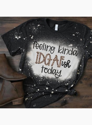 Women's Feeling Kinda IDGAF-ish today Slogan T-shirts Casual Letter Solid Round Neck Short Sleeve Daily T-shirts