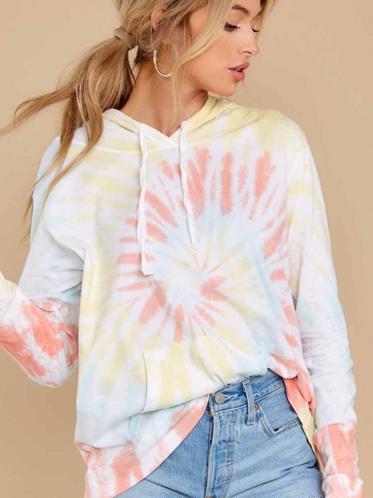 Women's Fantasy Orange Tie Dye Hoodie