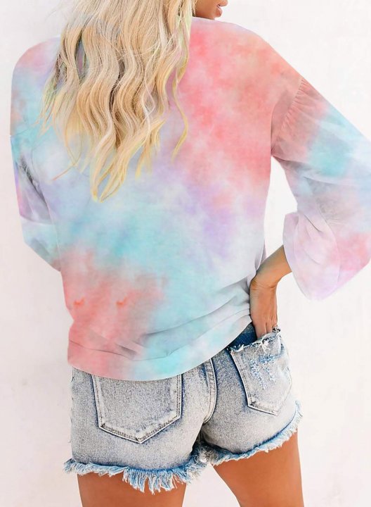 Women's Mountain Landscape Design Sweatshirts Tiedye Color Block Long Sleeve Round Neck Daily Sweatshirt