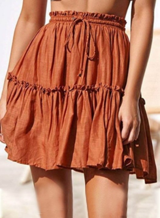 Women's Skirts High Waist Solid Flare Ruffle Casual Vacation Date Mini Skirts