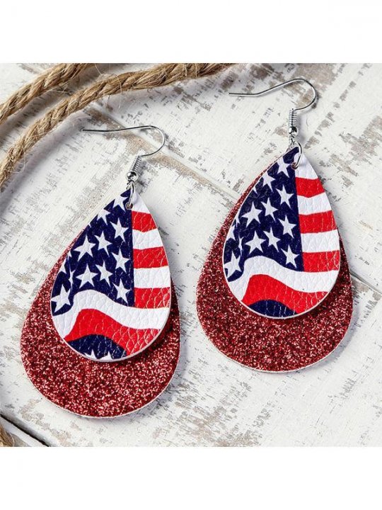 Flag Multi-layer Leaf Sequin Earrings