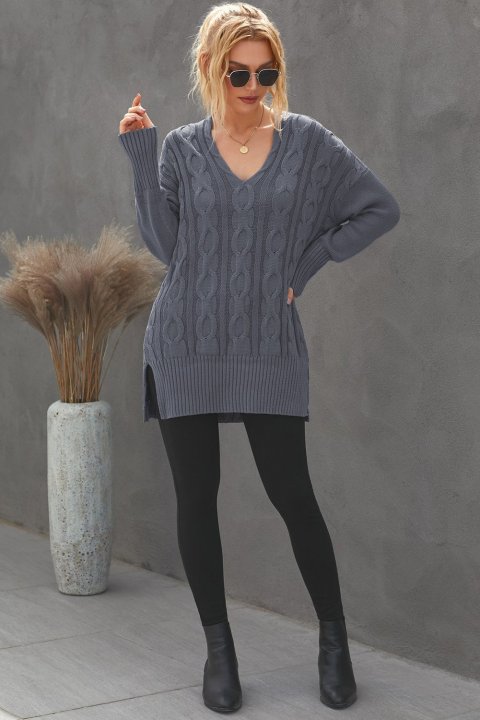 Women's Sweaters Oversized Cozy up V Neck Cut-out Knit Pullover Sweaters