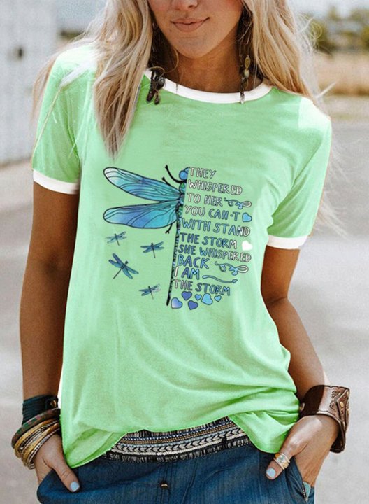 Women's T-shirts Dragonfly They Whispered To Her You Cannot Withstand The Storm Print Summer T-shirts