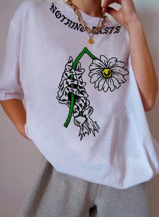 Women's T-shirts Flower Letter T-shirt