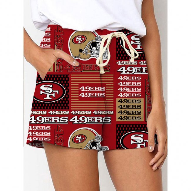 San Francisco 49ers Printed Drawstring Elastic Waist Casual Shorts