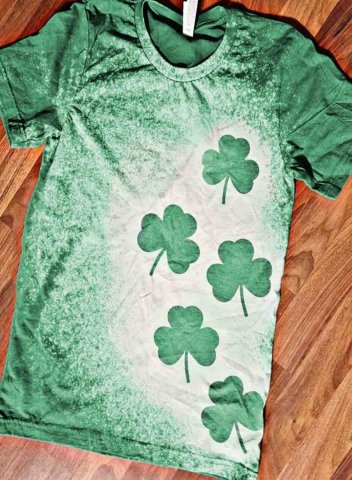 Women's T-shirts St Patrick's Day Clover Print Short Sleeve Round Neck Daily T-shirt