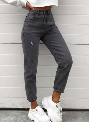 Women's Jeans High Waist Straight Pocket Ankle-length Casual Daily Jeans