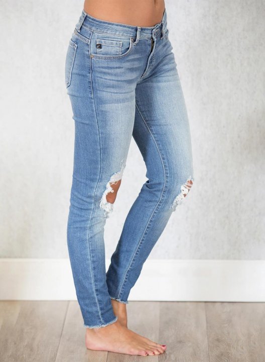 The Kallista Medium Wash Distressed Crop Jeans