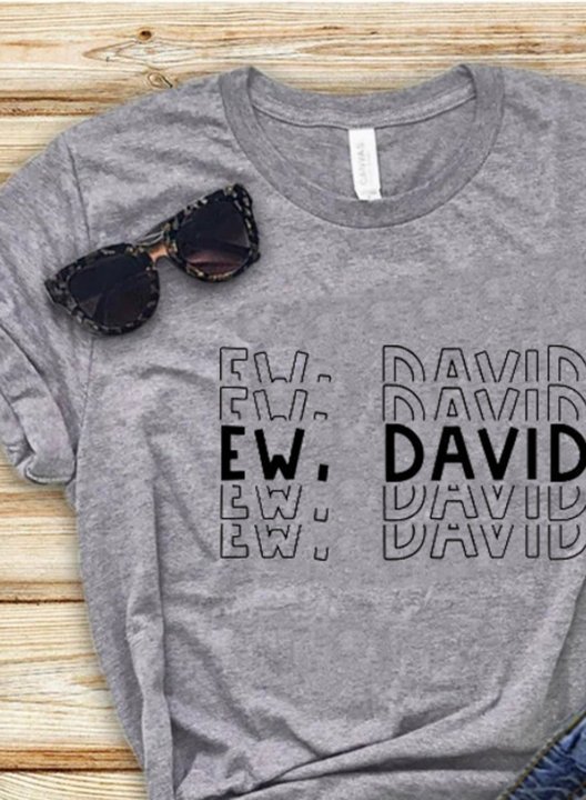 Women's Ew David T-shirts Letter Print Short Sleeve Round Neck Daily T-shirt