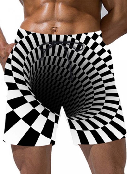 Men's Panties Mid Waist Color Block Visual Drawstring Panties