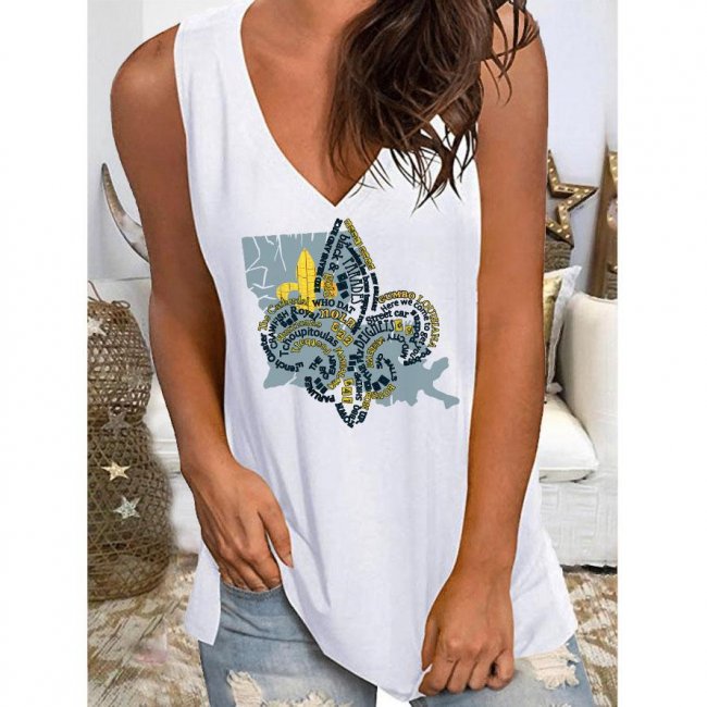 Women's New Orleans Saints Team Loose V-neck Sleeveless T-Shirt Top