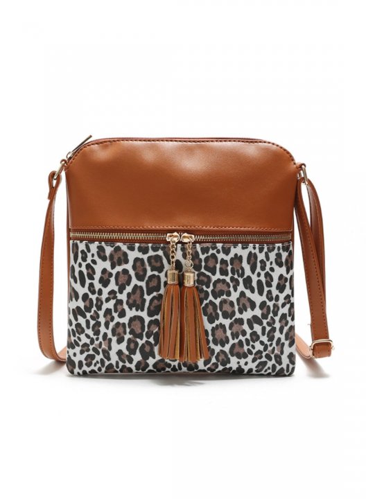 Women's Messenger Bags Leopard Color Block Daily Shoulder Messenger Bag