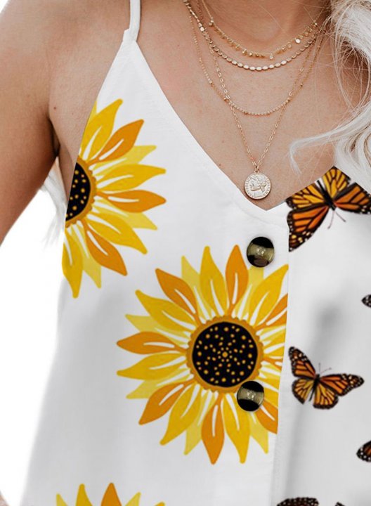 Women's Cami Tops Sunflower Butterfly Top