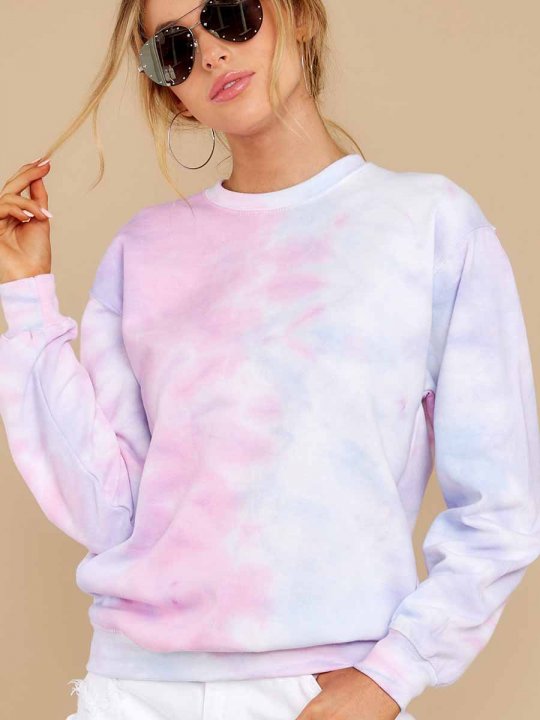 Women's Tie Dye Sweatshirt Crew neck Pullover