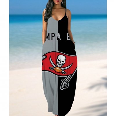 Tampa Bay Buccaneers Print Side Pocket Maxi Dress
