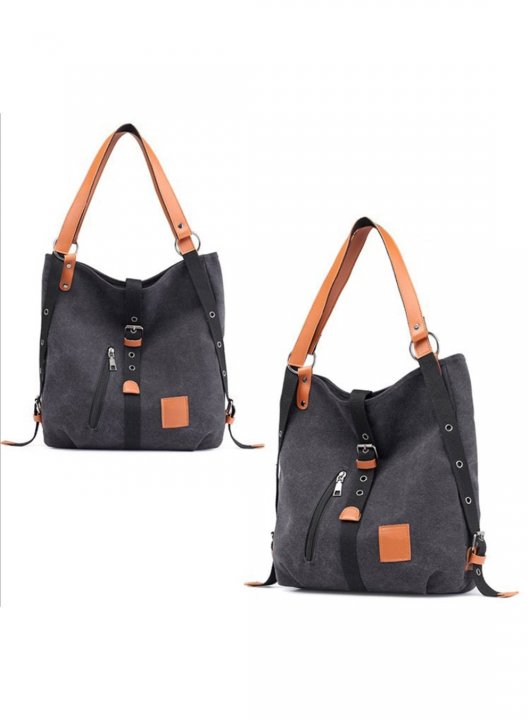 Women's Handbags Color Block Canvas Simple Shoulder Messenger Handbag