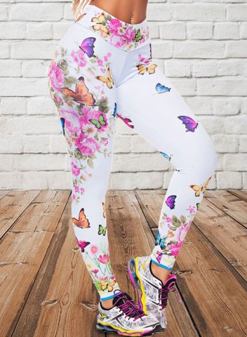 Women's Leggings Slim Floral High Waist Casual Daily Legging