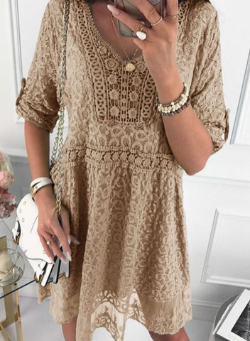 Women's Mini Dresses Solid Lace Boho Elegant Dress