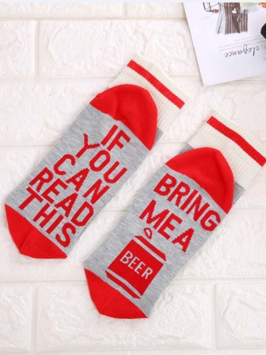 If You Can Read This Bring Me A Beer Alphabet Print Socks