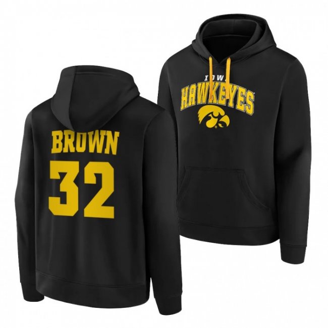 Fred Brown Iowa Hawkeyes Black Away Pullover Hoodie