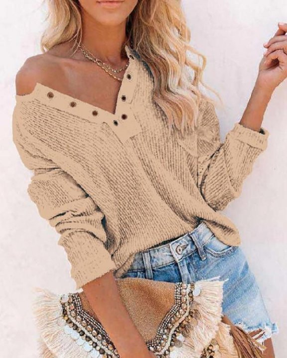 Eyelet Long Sleeve Casual Top