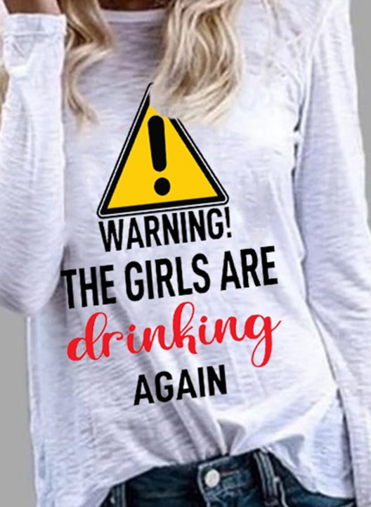 Women's Warning The Girls Are Drinking Again Sweatshirt Casual Letter Color Block Round Neck Long Sleeve Daily Pullovers