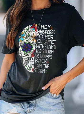 Women's They Whispered To Her You Cannot Withstand The StormT-shirts Letter Graphic Short Sleeve Daily Casual T-shirts