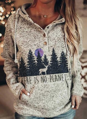 Women's there is no planet b Hoodies Drawstring Animal Print Fruits & Plants Letter Moon Button Long Sleeve Color Block Pocket Hoodies