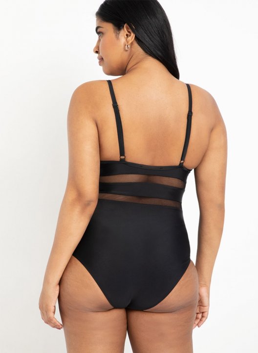 Women's One Piece Swimwear Solid Mesh Plus Size One-Piece Swimsuits One-Piece Bathing Suits