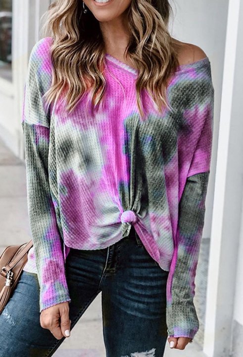 Abstract Tie Dye Long Sleeve Round Neck Sweatshirt