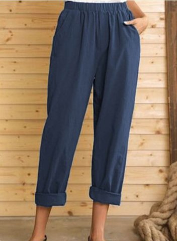 Women's Joggers Solid Straight Mid Waist Ankle-length Pocket Daily Joggers