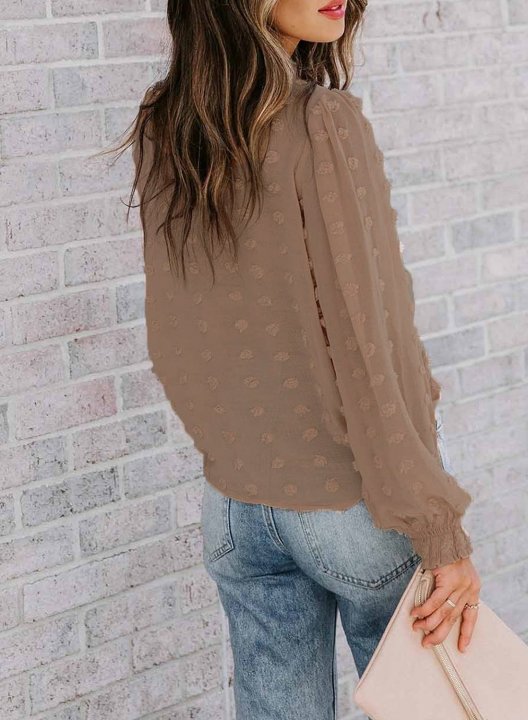 Tulle Lantern Sleeve Casual Blouse