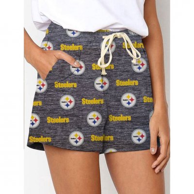 Pittsburgh Steelers Printed Drawstring Elastic Waist Casual Shorts