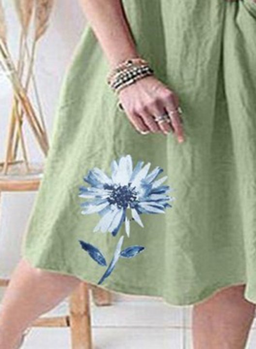 Women's Mini Dresses Fashion Floral Short Sleeve Round Neck A-line Daily Dress