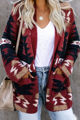 Women's Cardigans Moraga Pocketed Aztec Cardigan