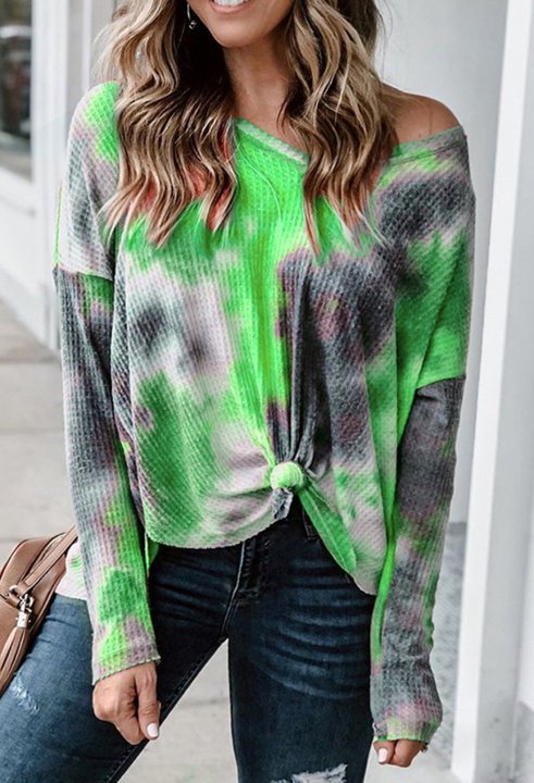 Abstract Tie Dye Long Sleeve Round Neck Sweatshirt