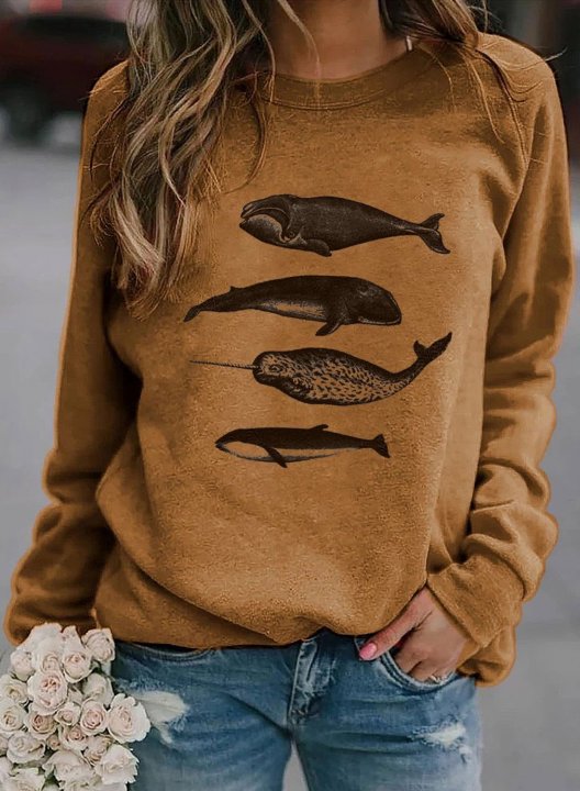 Animal Print Long Sleeve Crew Neck Sweatshirt