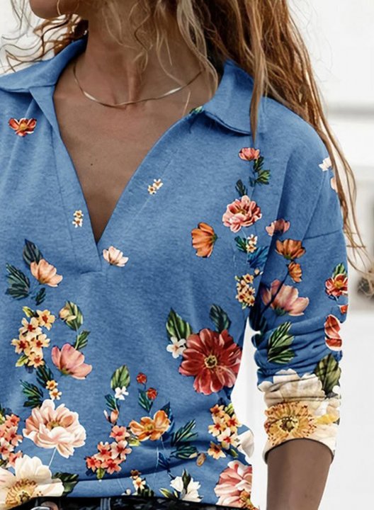 Women's Floral Stand Neck Sweatshirt