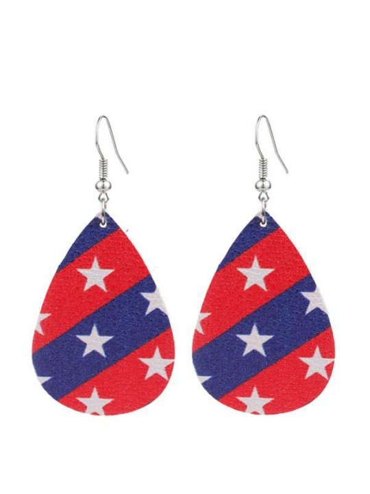 Women's Leather Drop Flag Earrings