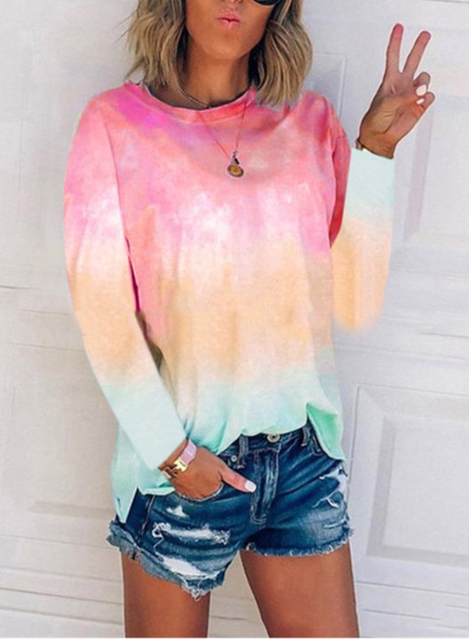 Tie dye Gradient printing Long Sleeve Sweatshirt